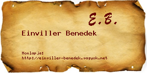 Einviller Benedek névjegykártya